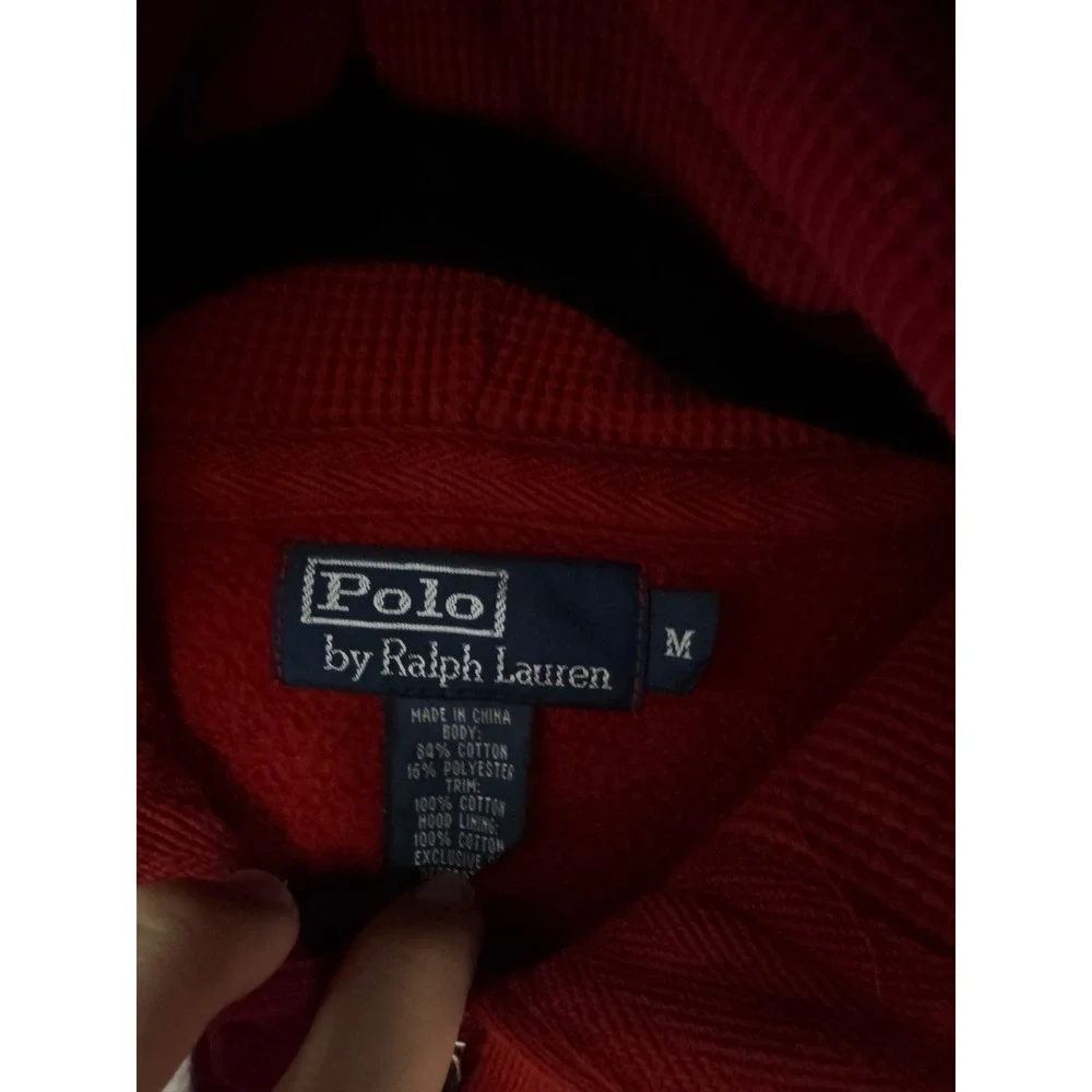 Polo Ralph Lauren Mens Red Full Zip Waffle Lined Hoodie Sweatshirt Medium